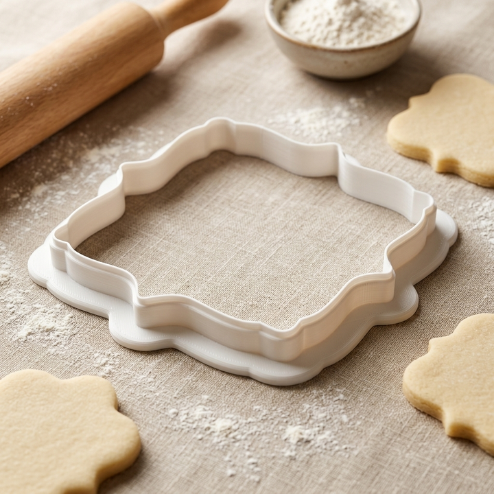 Square Plaque Cookie Cutter, 3D Printed Plaque Shape for Fondant