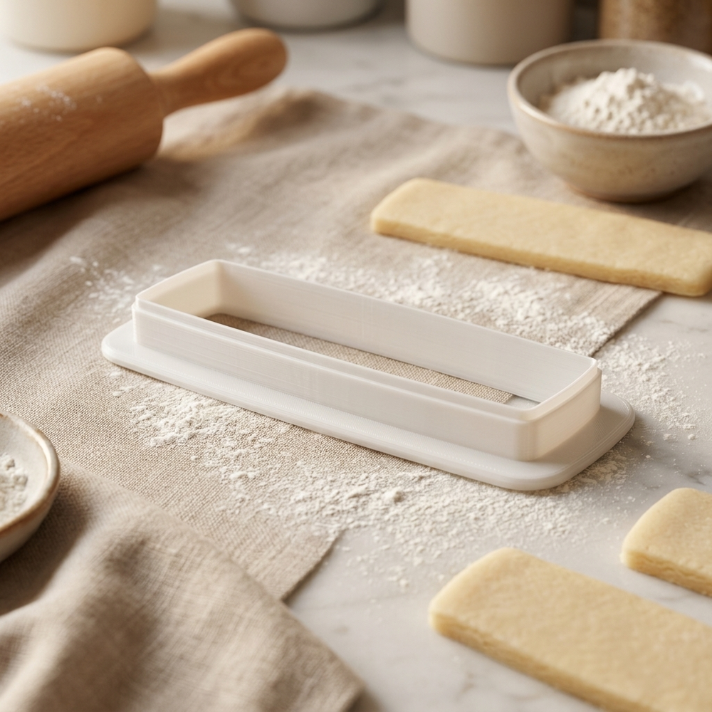Skinny Rectangle Cookie Cutter, 3D Printed Basic Shape for Fondant