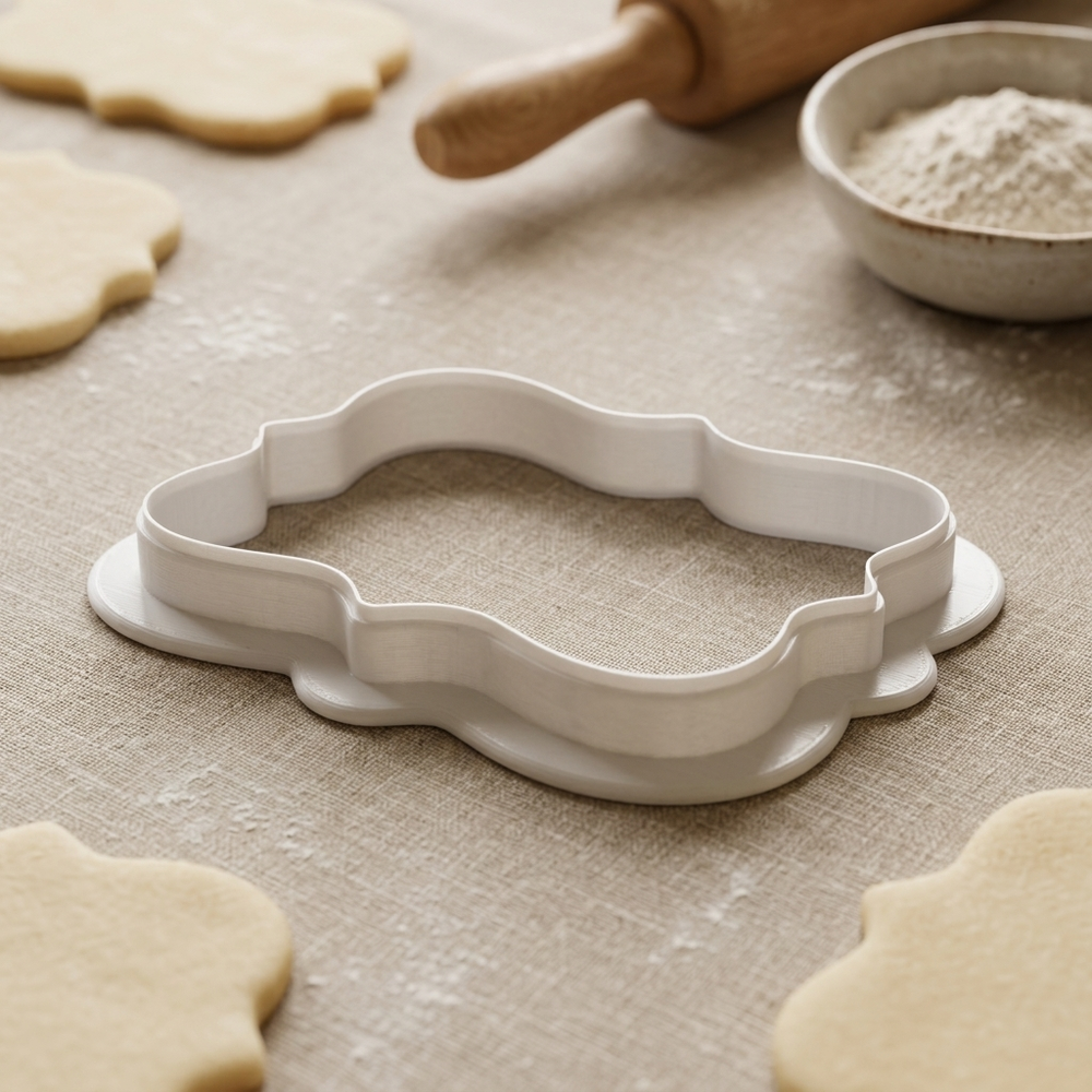 Wavy Rectangle Cookie Cutter, 3D Printed Basic Shape for Fondant