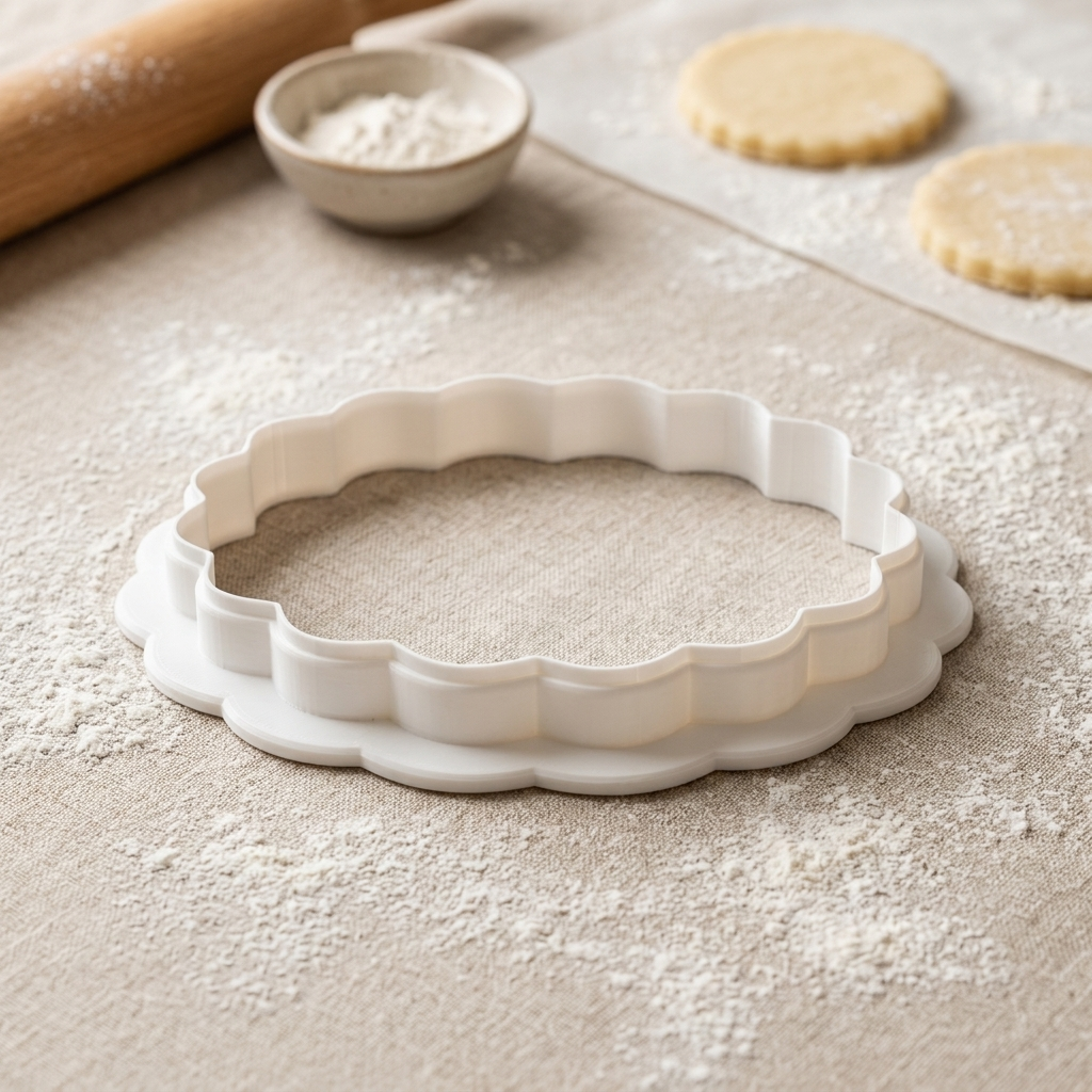Wavy Circle Cookie Cutter, 3D Printed Basic Shape for Fondant