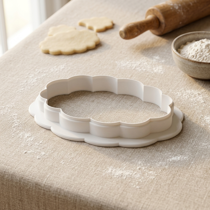 Wavy Oval Cookie Cutter, 3D Printed Basic Shape for Fondant