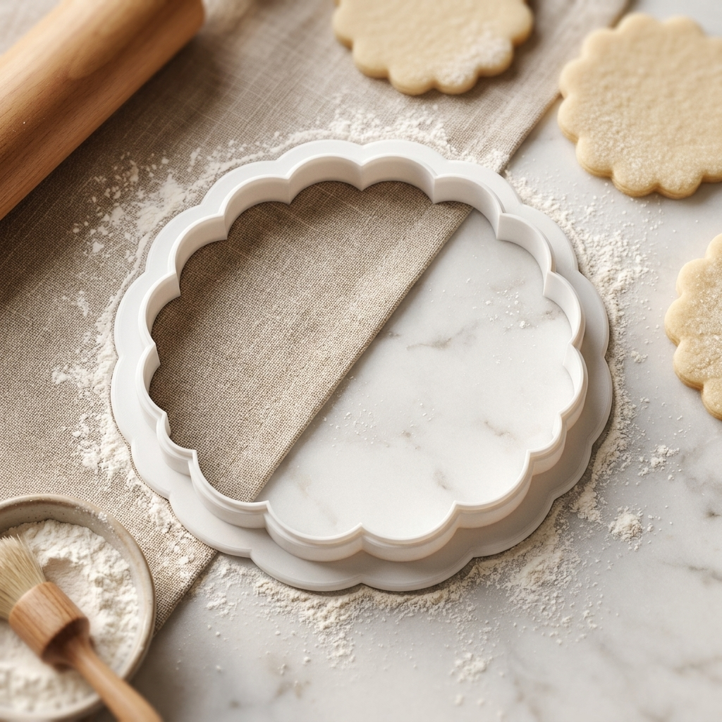 Scalloped Circle Cookie Cutter, 3D Printed Basic Shape for Fondant