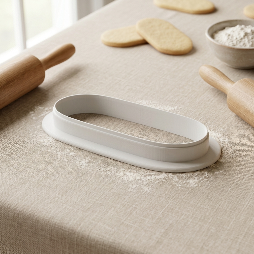 Skinny Oval Plaque Cookie Cutter, 3D Printed Plaque Shape for Fondant