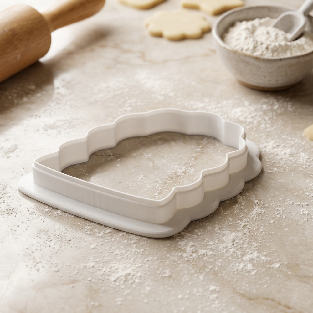 Wavy Arch Plaque Cookie Cutter, 3D Printed Plaque Shape for Fondant