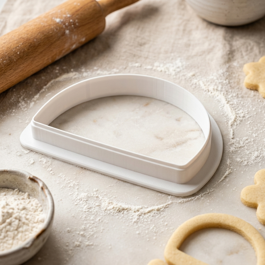 Half Circle Cookie Cutter, 3D Printed Basic Shape for Fondant