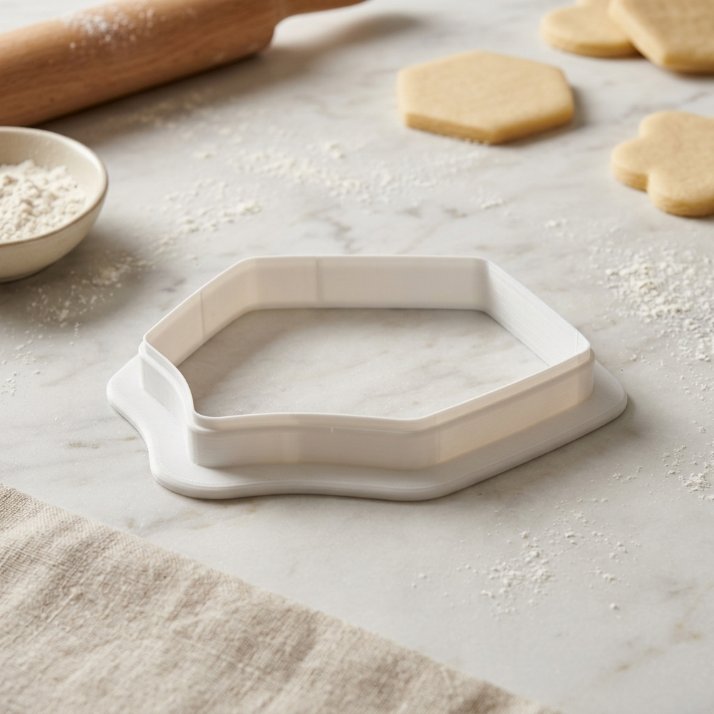 Pentagon Cookie Cutter, 3D Printed Plaque Shape for Fondant