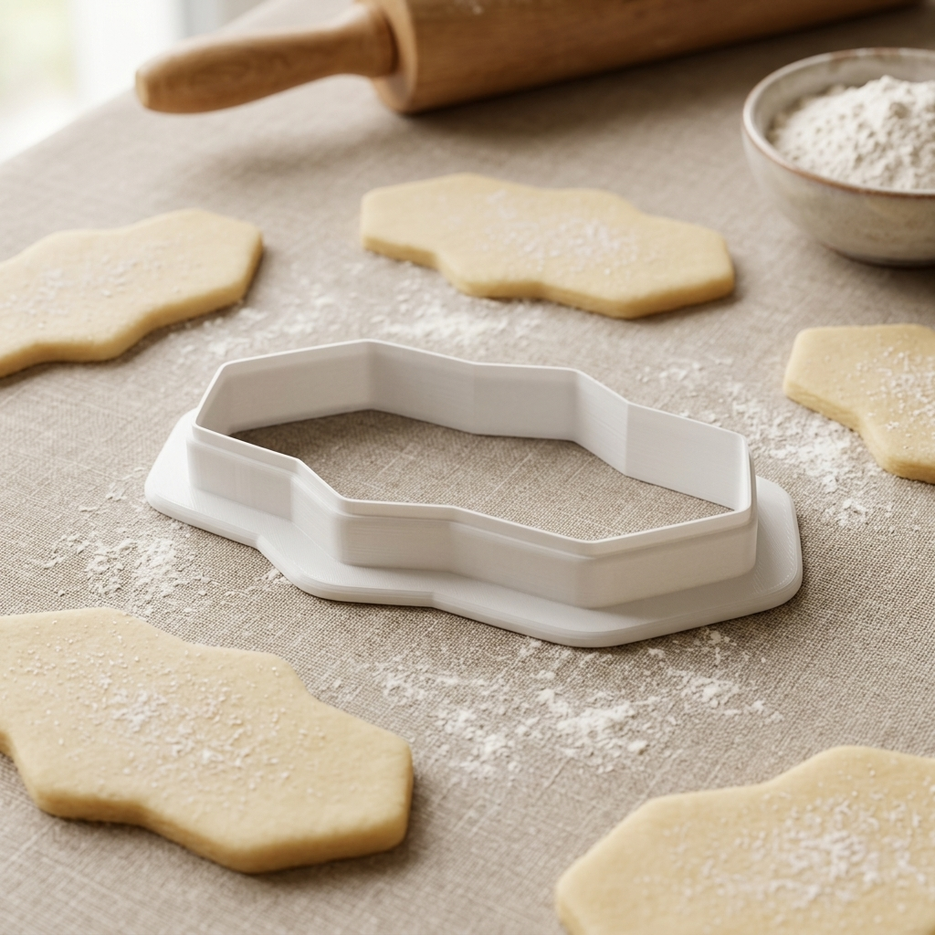 Elongated Hexagon Plaque Cookie Cutter, 3D Printed Plaque Shape for Fondant