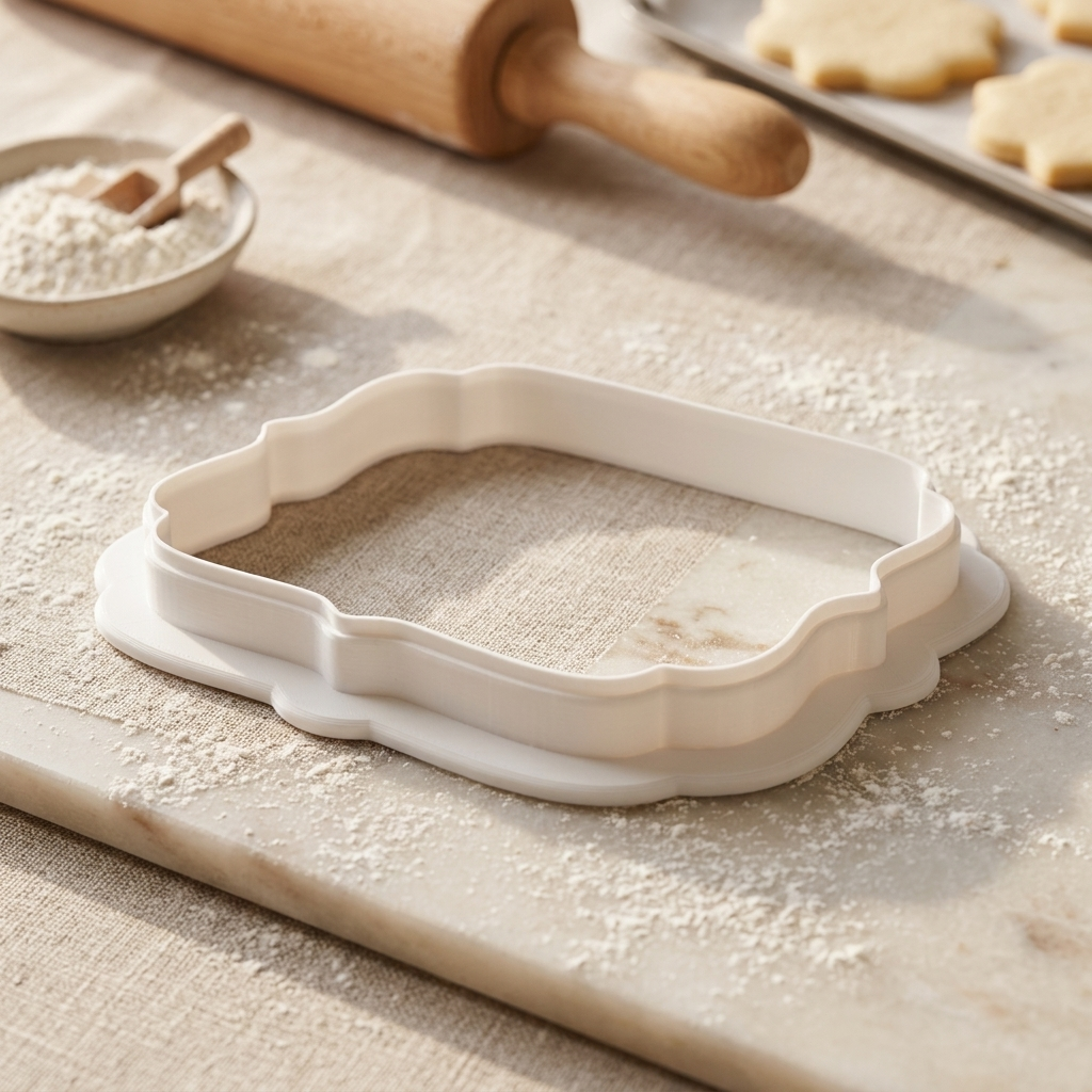 Ornate Rectangle Plaque Cookie Cutter, 3D Printed Plaque Shape for Fondant