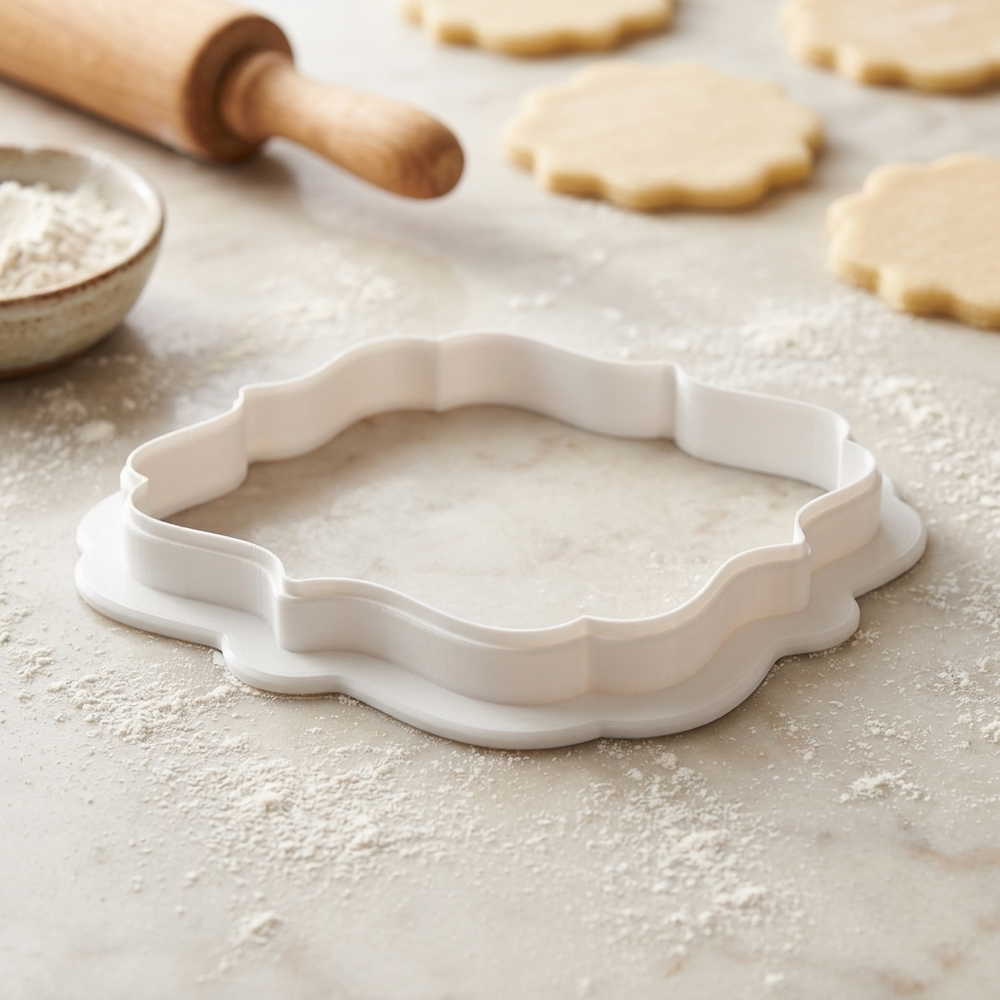 Fancy Rectangle Plaque Cookie Cutter, 3D Printed Plaque Shape for Fondant