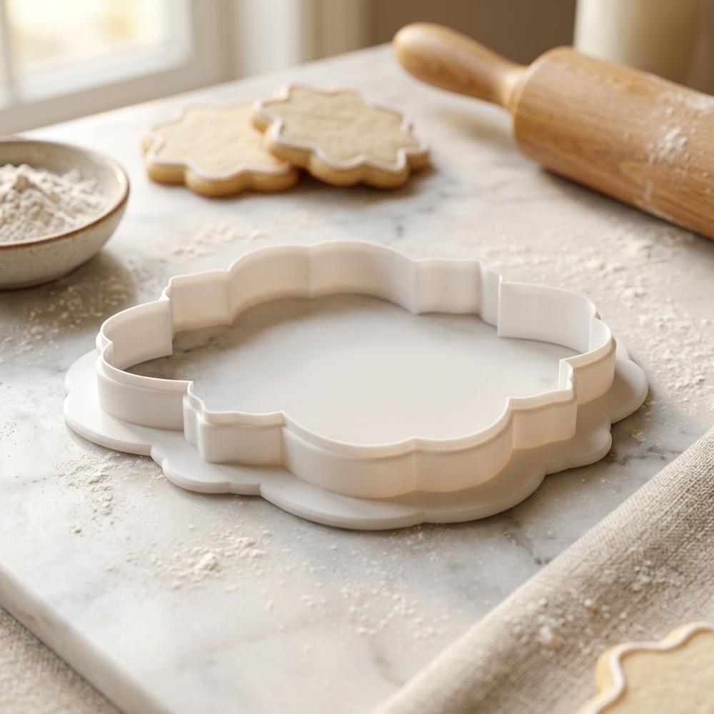 Fancy Square Plaque Cookie Cutter, 3D Printed Plaque Shape for Fondant