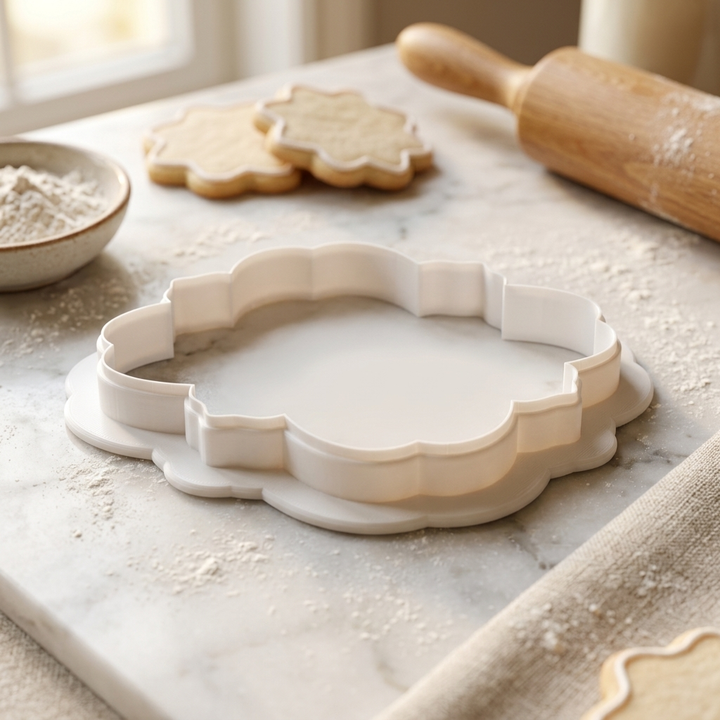 Fancy Square Plaque Cookie Cutter, 3D Printed Plaque Shape for Fondant