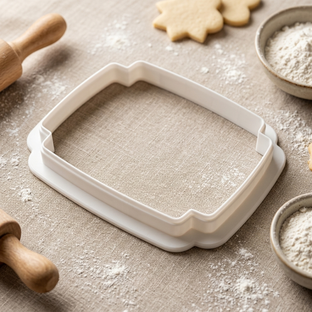 Offset Rectangle Plaque Cookie Cutter, 3D Printed Plaque Shape for Fondant