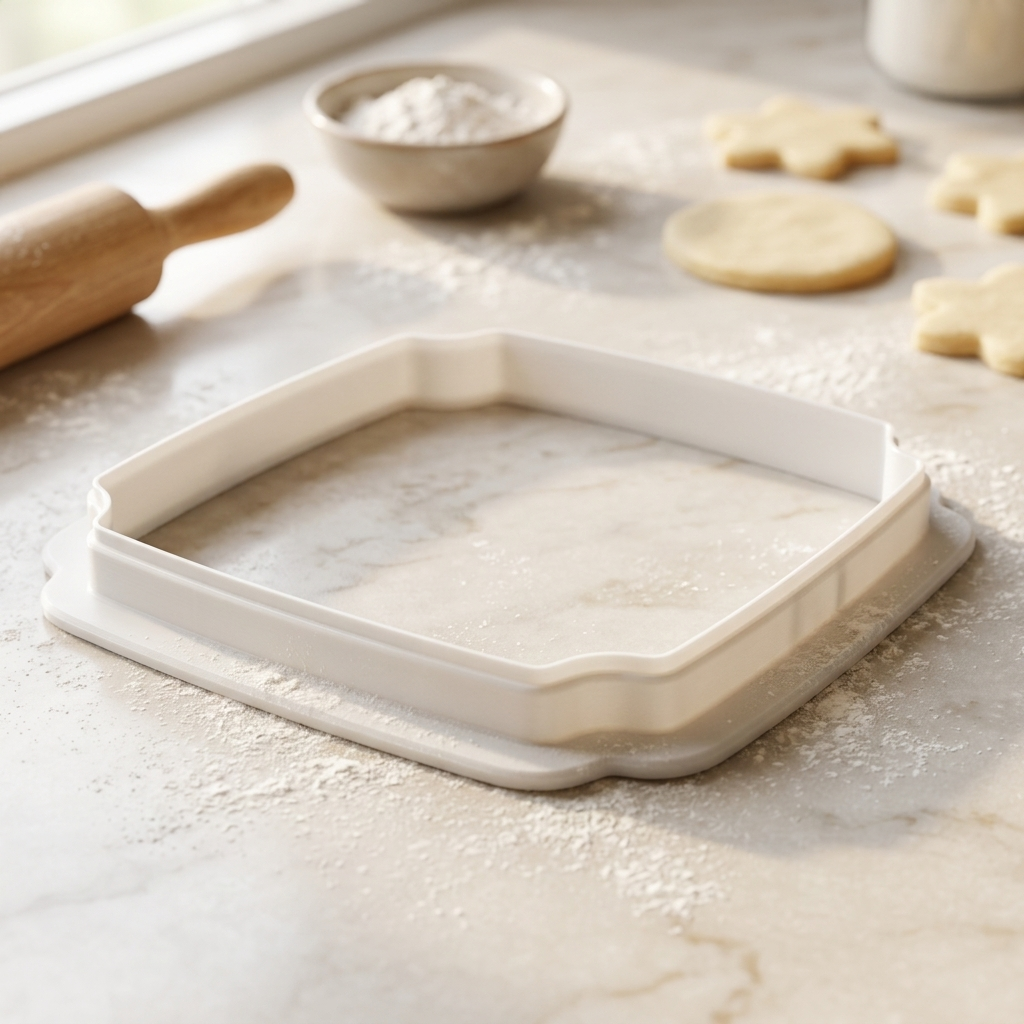 Offset Square Plaque Cookie Cutter, 3D Printed Plaque Shape for Fondant