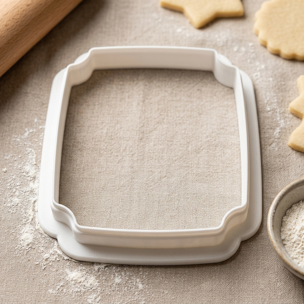 Notched Rectangle Plaque Cookie Cutter, 3D Printed Plaque Shape for Fondant