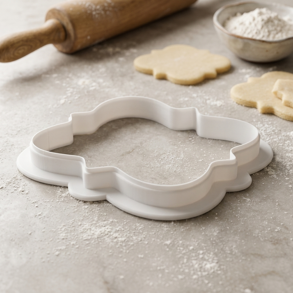 Scroll Plaque Cookie Cutter, 3D Printed Plaque Shape for Fondant