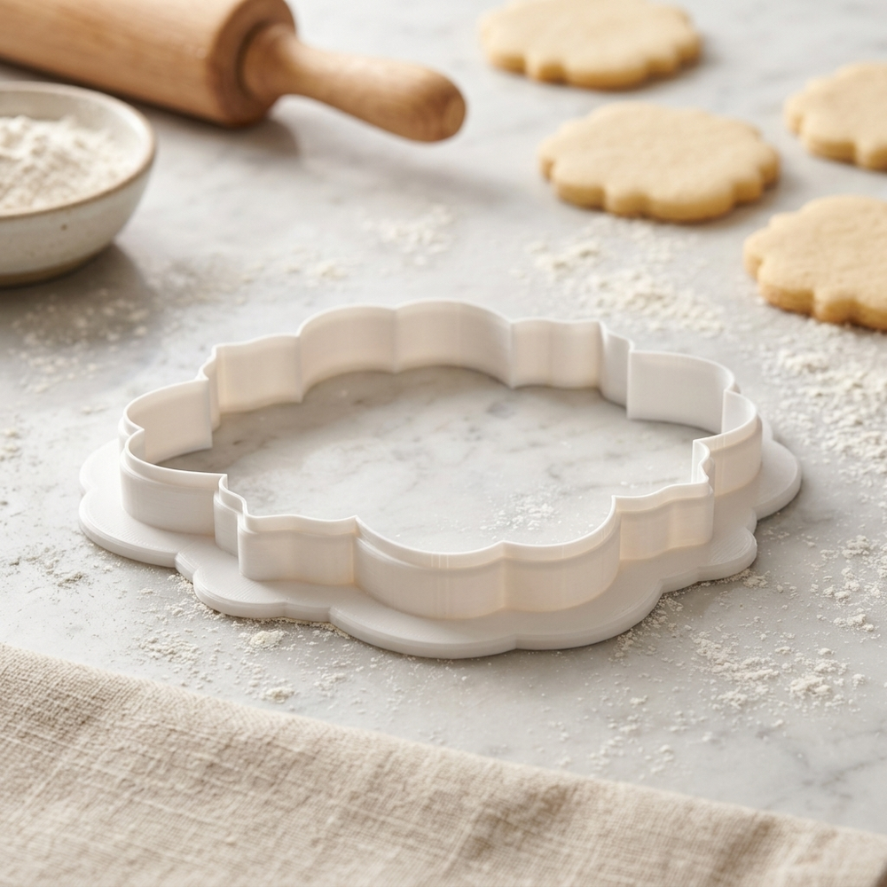 Baroque Plaque Cookie Cutter, 3D Printed Plaque Shape for Fondant