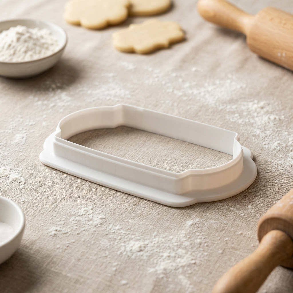 Label Plaque Cookie Cutter, 3D Printed Plaque Shape for Fondant