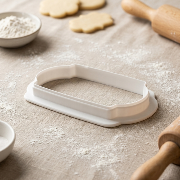 Label Plaque Cookie Cutter, 3D Printed Plaque Shape for Fondant
