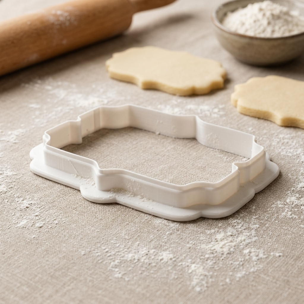 Ticket Plaque Cookie Cutter, 3D Printed Plaque Shape for Fondant
