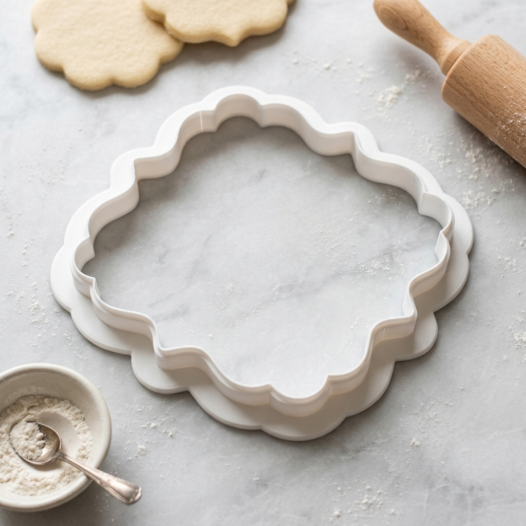 Scalloped Frame Cookie Cutter, 3D Printed Frame Shape for Fondant