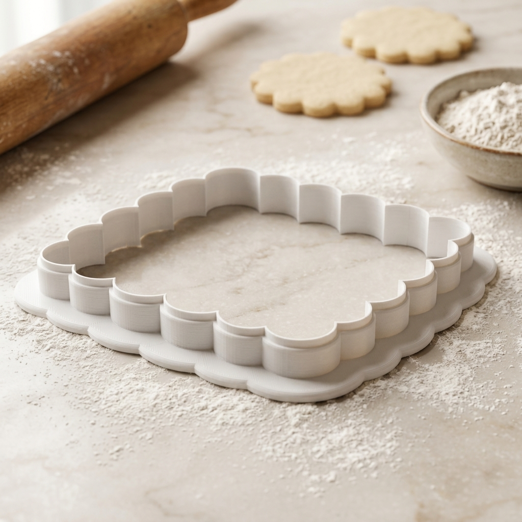 Lace Edge Plaque Cookie Cutter, 3D Printed Plaque Shape for Fondant