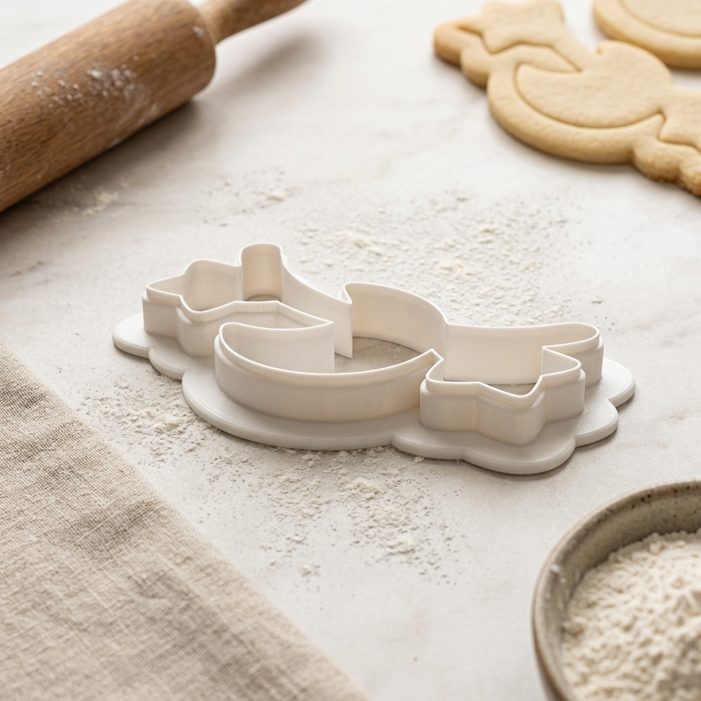 Crescent Star Garland Cookie Cutter, 3D Printed Baby Shower Cutter