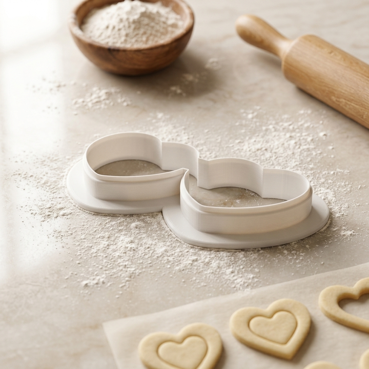 Heart Sunglasses Cookie Cutter, 3D Printed Valentine Cutter