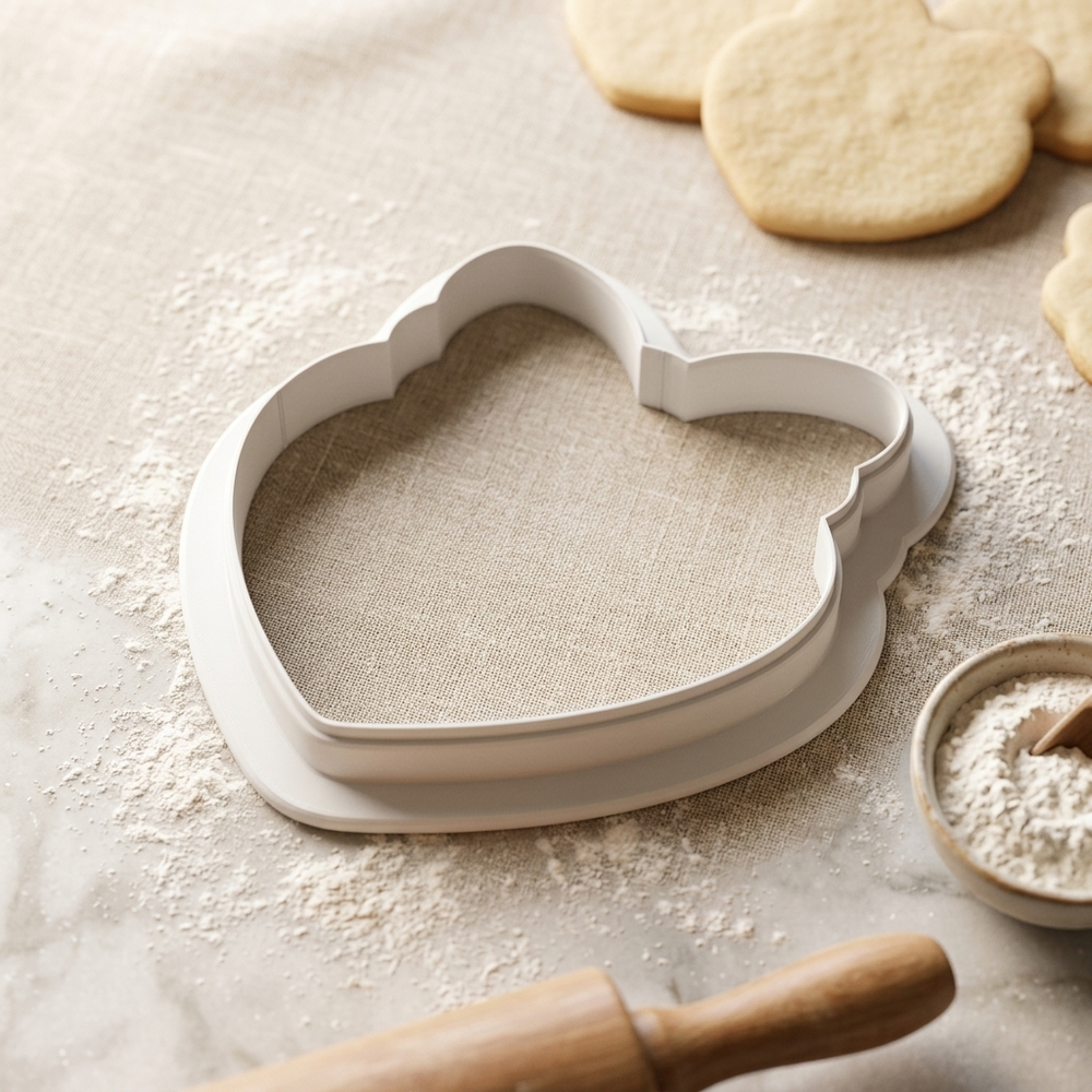 Bow Heart Plaque Cookie Cutter, 3D Printed Valentine Cutter