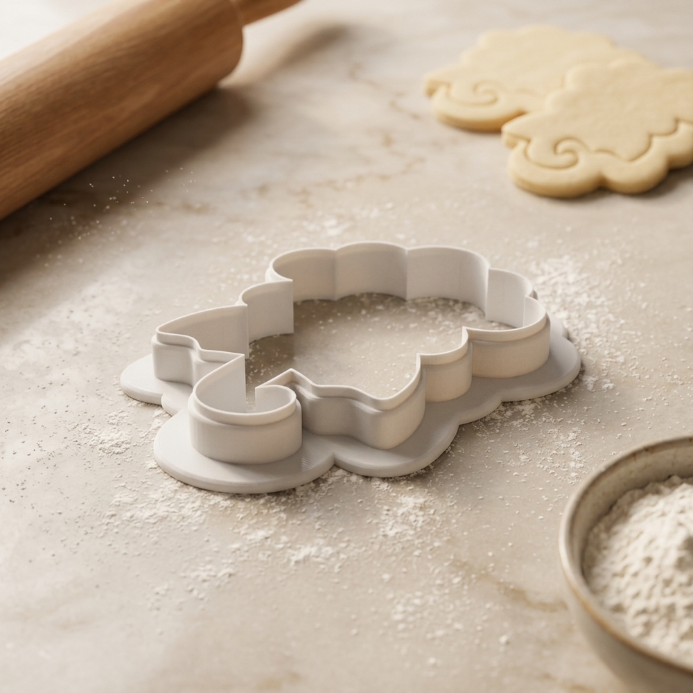 Spring Rain Cloud Umbrella Cookie Cutter, 3D Printed Baby Shower Cutter