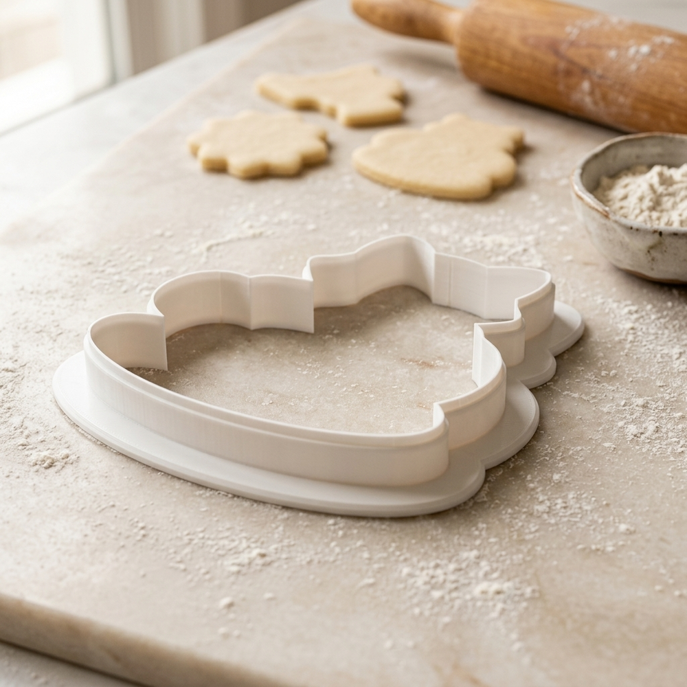 Fox in Teacup Cookie Cutter, 3D Printed Baby Shower Cutter
