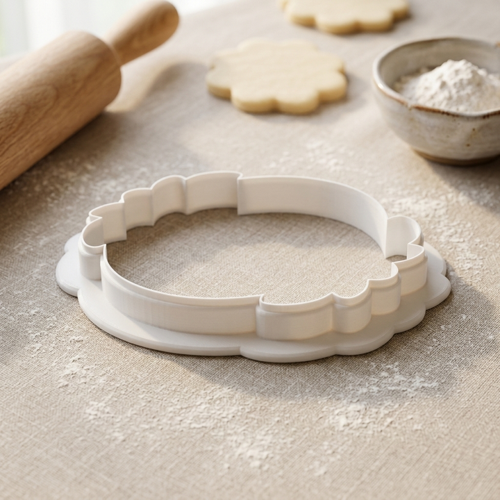 Botanical Oval Frame Cookie Cutter, 3D Printed Family Gift Cutter