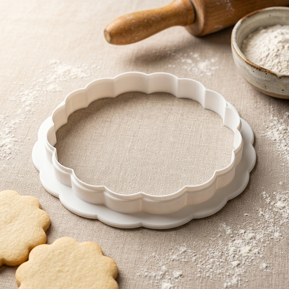 Ruffle Edge Circle Plaque Cookie Cutter, 3D Printed Wedding Cutter