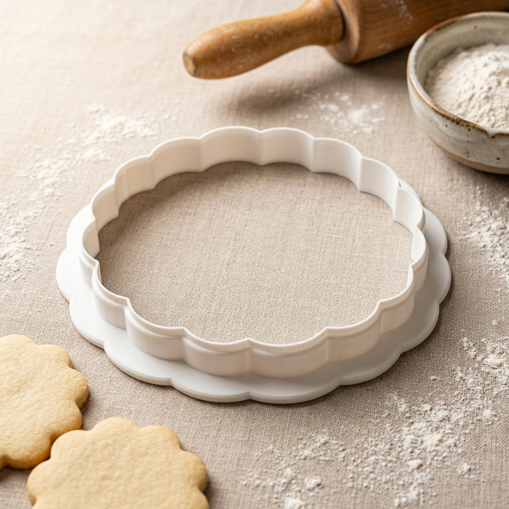 Ruffle Edge Circle Plaque Cookie Cutter, 3D Printed Wedding Cutter