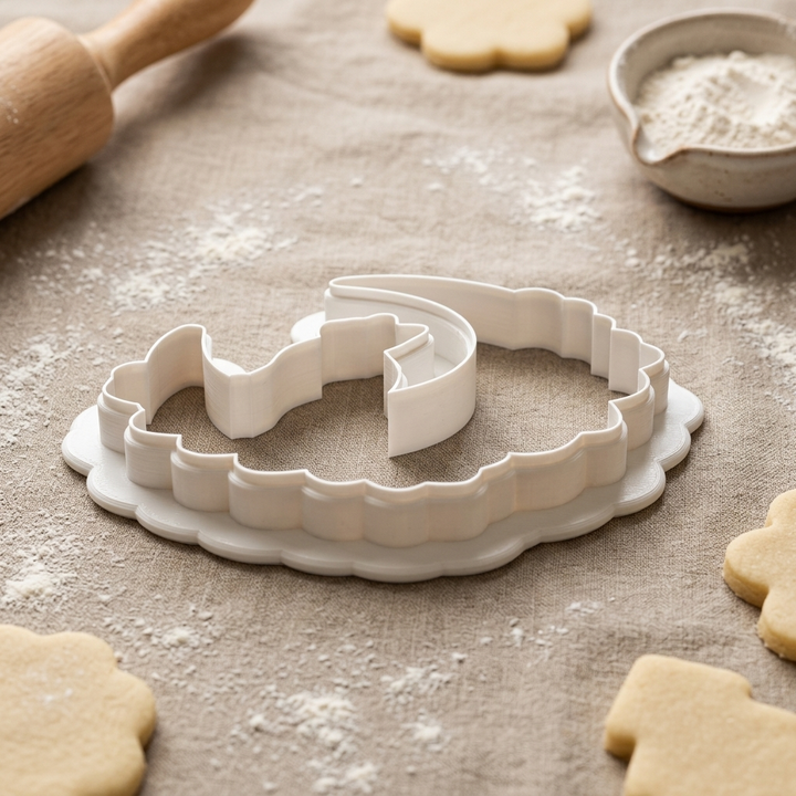 Halloween Cat Moon Wreath Cookie Cutter, 3D Printed Thanksgiving Cutter