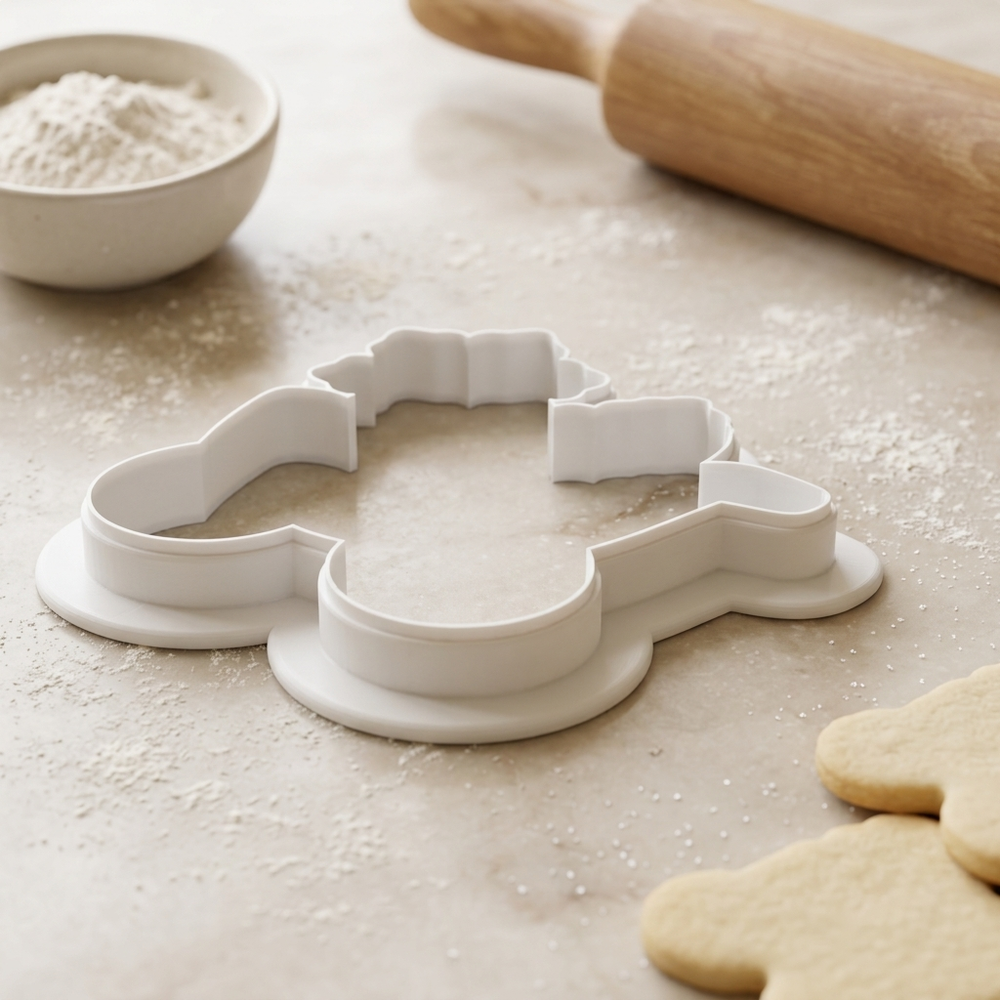 Snowflake Cocoa Bar Cart Cookie Cutter, 3D Printed Christmas Cutter