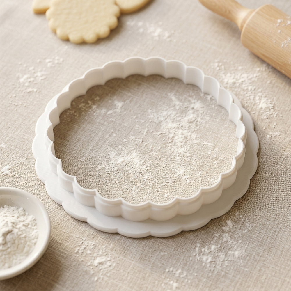 Circle Floral Plaque Cookie Cutter, 3D Printed Wedding Design