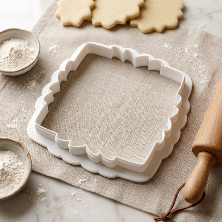 Floral Square Save the Date Plaque Cookie Cutter, 3D Printed Wedding Design