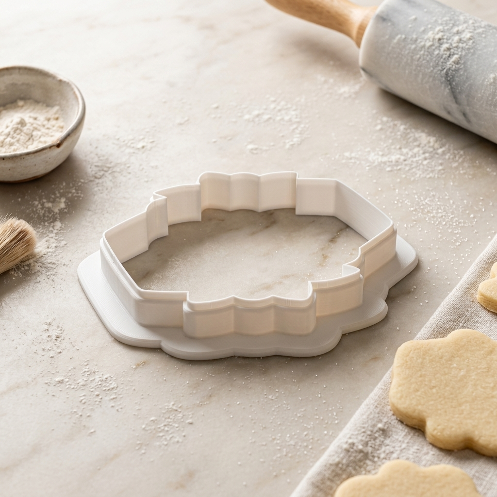Tall Hexagon with Leaves Cookie Cutter, 3D Printed Wedding Design