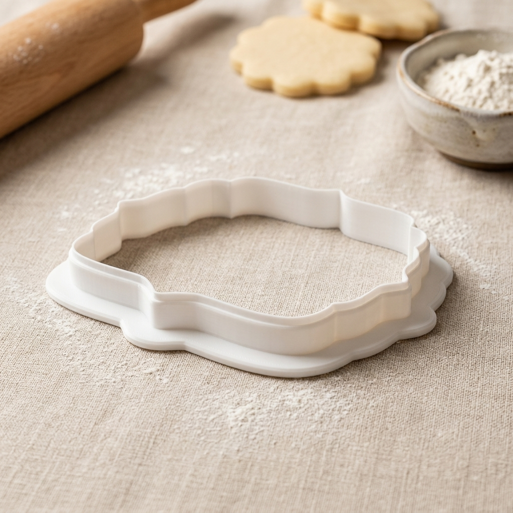 Modern Merry Christmas Plaque Cookie Cutter, 3D Printed Holiday Design
