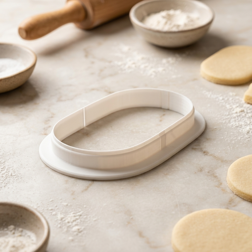 Skinny Elongated Pill Shape Plaque Cookie Cutter, 3D Printed Plaque Design