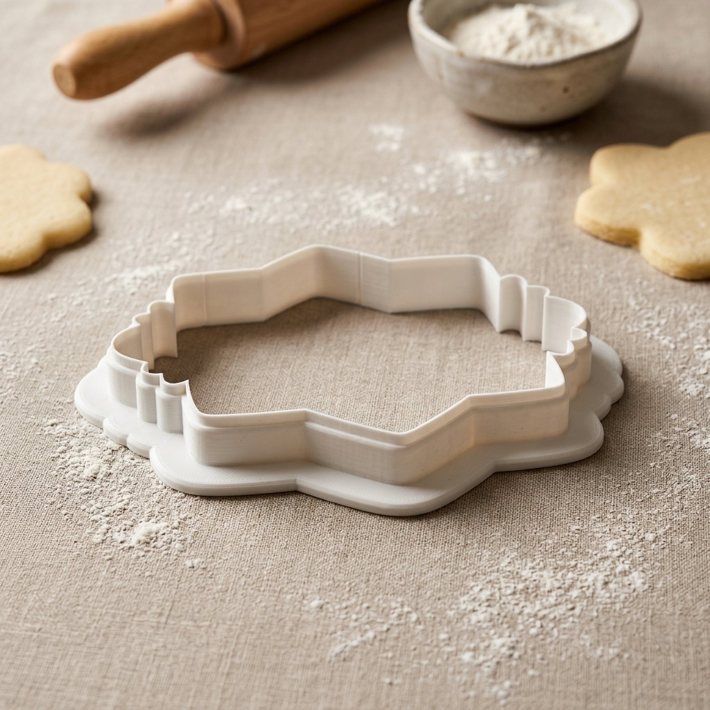 Geometric Floral Plaque Cookie Cutter, 3D Printed Wedding Design