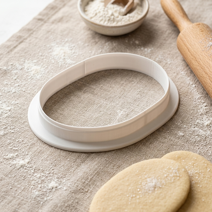 Chubby Elongated Oval Plaque Cookie Cutter, 3D Printed Wedding Design