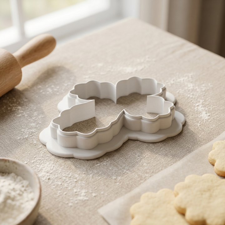 Cross with Eucalyptus Branch Felix Cookie Cutter, 3D Printed Wedding Design