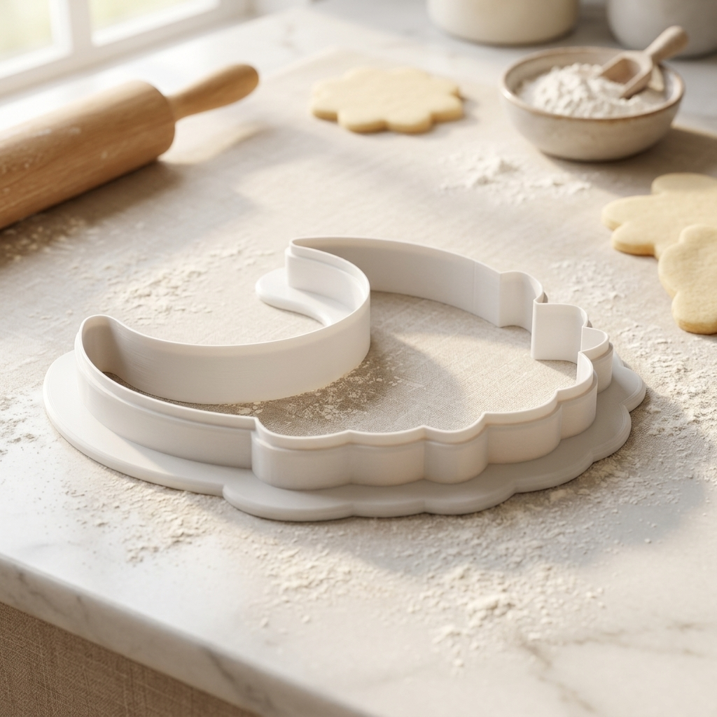 Floral Moon Cookie Cutter, 3D Printed Garden Design