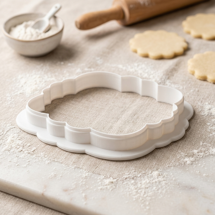 Rounded Square Floral Cookie Cutter, 3D Printed Wedding Design