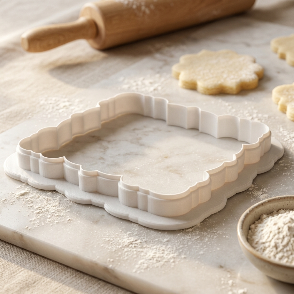 Floral Rectangle Cookie Cutter, 3D Printed Garden Design