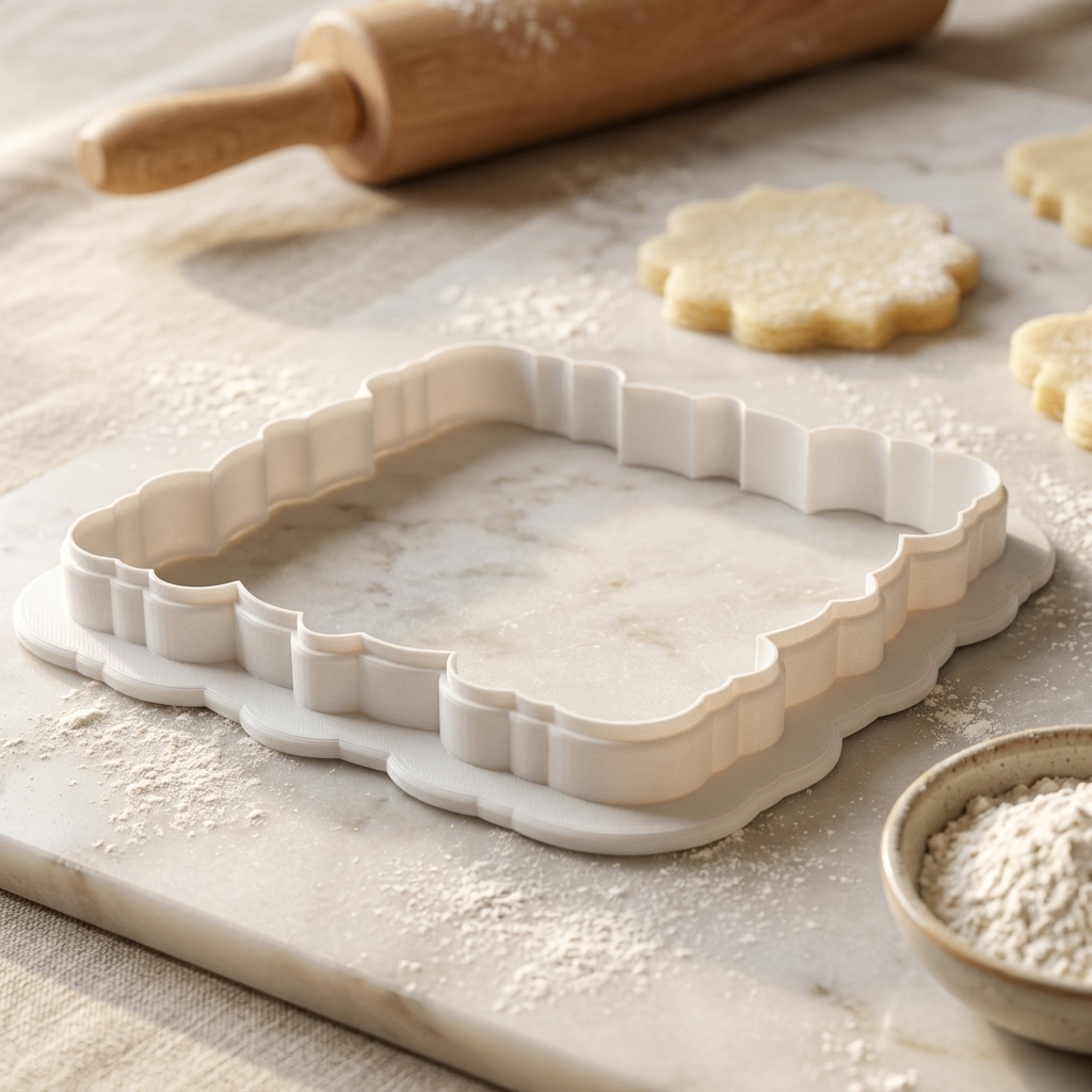 Floral Rectangle Cookie Cutter, 3D Printed Garden Design