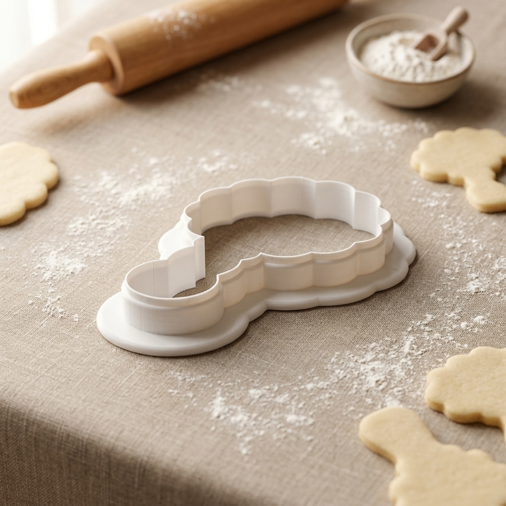 Floral Rattle Cookie Cutter, 3D Printed Baby Shower Design