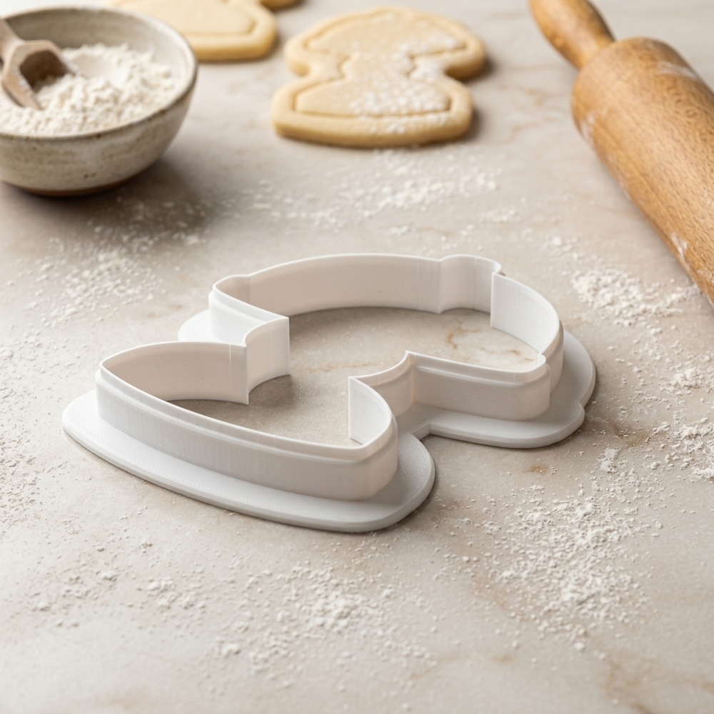One Tier Cake Stand with Ribbon Cookie Cutter, 3D Printed Food Design