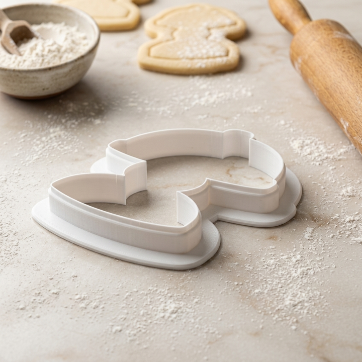 One Tier Cake Stand with Ribbon Cookie Cutter, 3D Printed Food Design